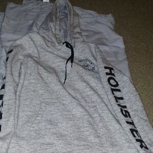 Hollister Heather Gray Hoodie with Black Accents